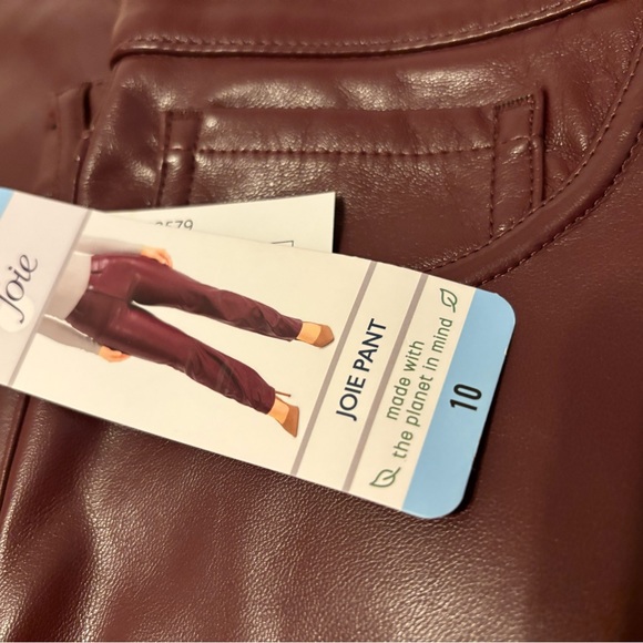 - Joie faux leather pants burgundy NWT straight formal casual soft light size 12 - Picture 10 of 10